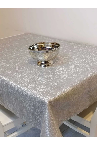 Gri Ithal Pvc Muşamba - Desenli Silinebilir Masa Örtüsü - Resim 2