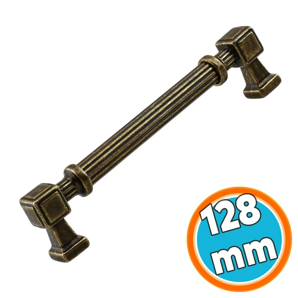 Mobilya Çekmece Mutfak Dolabı Dolap Kulpları Kulb 12.8 cm 128 mm Çizgili Metal Antik Sarı Kulp ürün görseli