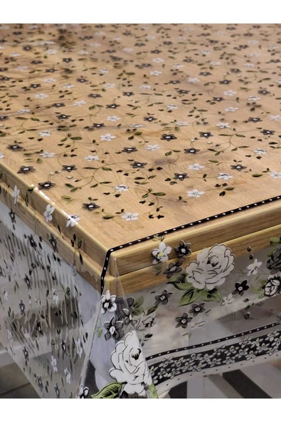 Şeffaf 0.018 Mm Pvc Muşamba - Desenli Silinebilir Şeffaf Masa Örtüsü - Resim 4