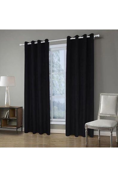 Gülsem Perdecilik Black Out Perde , Karartma Perde , , Yatak Odası Perdesi Siyah Pilesiz Tek Kanat ürün görseli 1