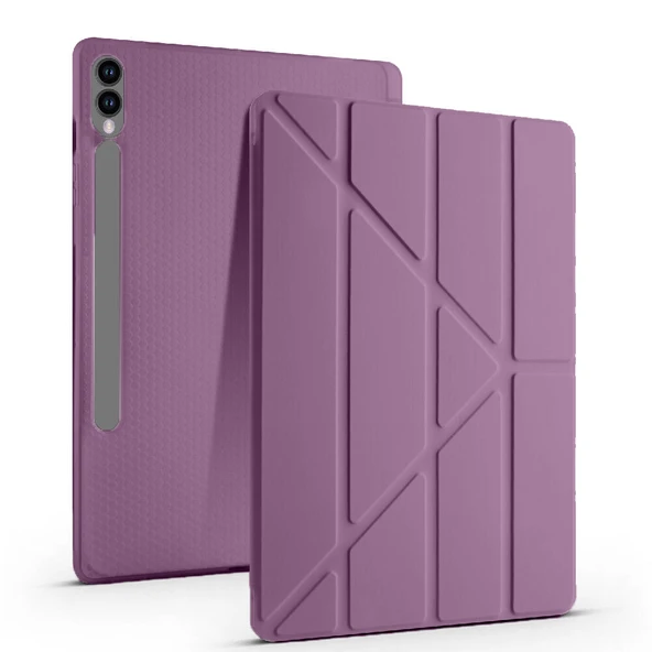Samsung Galaxy Tab S10 Plus X820 12.4 İnç Katlanabilir Kalemlikli Standlı Akıllı Kılıf  Mor ürün görseli