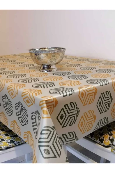 KUMAŞ DOKULU TABANI SİLİKONLU YIKANABİLİR SİLİNEBİLİR ÜTÜLENEBİLİR KAYMAZ DEKORATİF MASA ÖRTÜSÜ - Resim 3