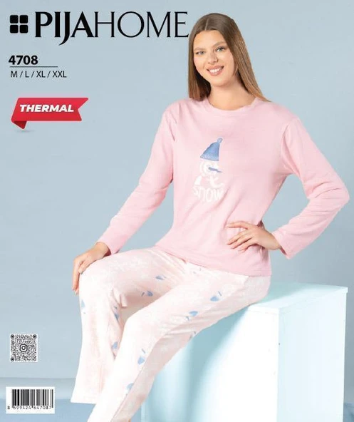 Pijahome Kadın Kışlık Termal Uzun Kollu Pijama Takımı - Resim 2
