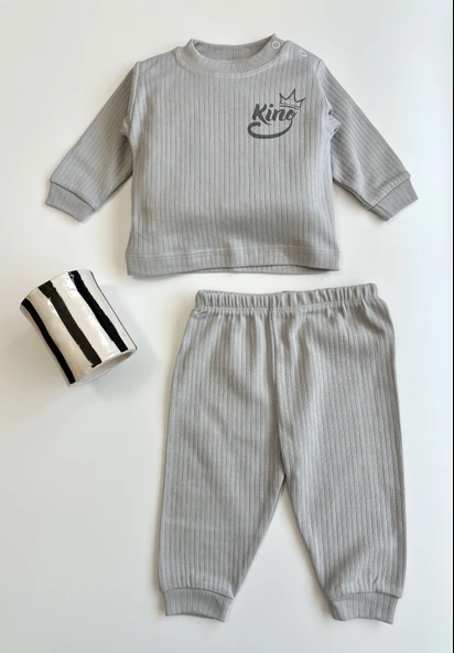 King Yazılı Erkek Bebek Pamuklu İkili Takım ürün görseli