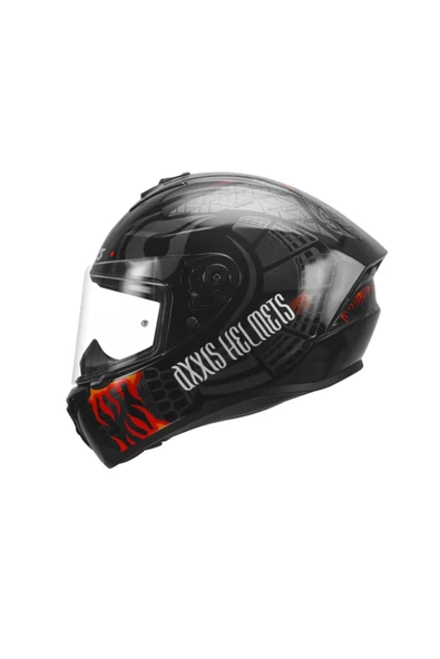 AXXIS Draken S Maori Devil B5 Matt Red Kapalı Motosiklet Kaskı + Yedek Siyah Vizör - Resim 4