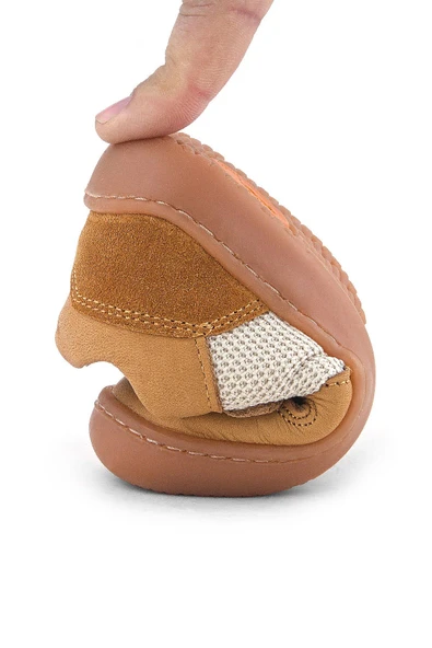 Rakerplus Bob Hakiki Deri Taba Krem Barefoot Cırtlı Lastikli Bebek Sneaker Ayakkabı - Resim 9