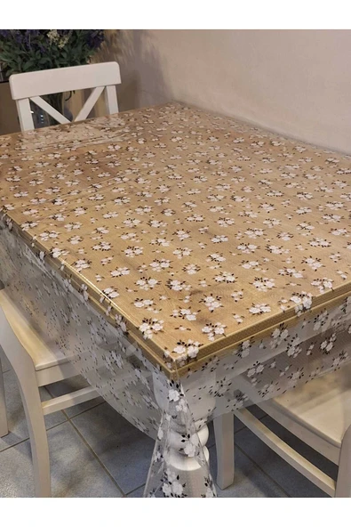 Şeffaf 0.018 Mm Pvc Muşamba - Desenli Silinebilir Şeffaf Masa Örtüsü ürün görseli
