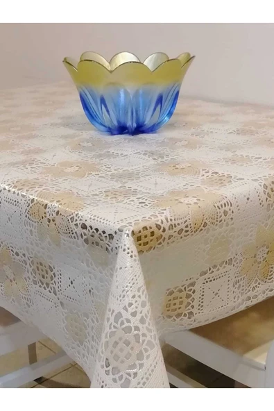 Krem Ithal Pvc Muşamba - Desenli Silinebilir Masa Örtüsü ürün görseli
