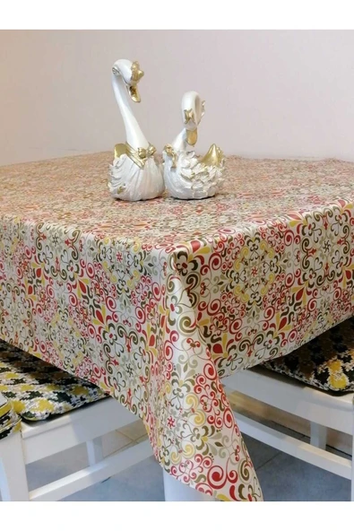 KUMAŞ DOKULU TABANI SİLİKONLU YIKANABİLİR SİLİNEBİLİR ÜTÜLENEBİLİR KAYMAZ DEKORATİF MASA ÖRTÜSÜ - Resim 3