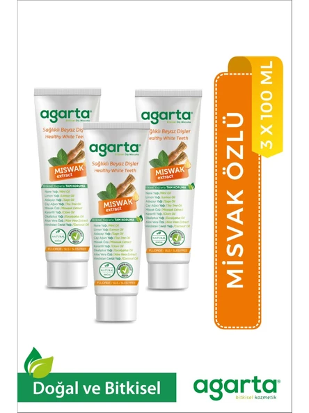 Agarta Doğal  Misvak Özlü Florürsüz ve SLS İçermeyen Diş Macunu 100 Ml x 3 Adet ürün görseli