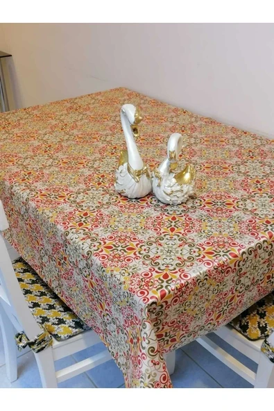 KUMAŞ DOKULU TABANI SİLİKONLU YIKANABİLİR SİLİNEBİLİR ÜTÜLENEBİLİR KAYMAZ DEKORATİF MASA ÖRTÜSÜ - Resim 4