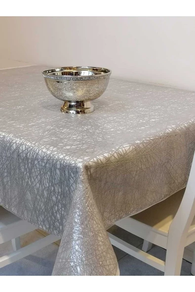 Gri Ithal Pvc Muşamba - Desenli Silinebilir Masa Örtüsü ürün görseli