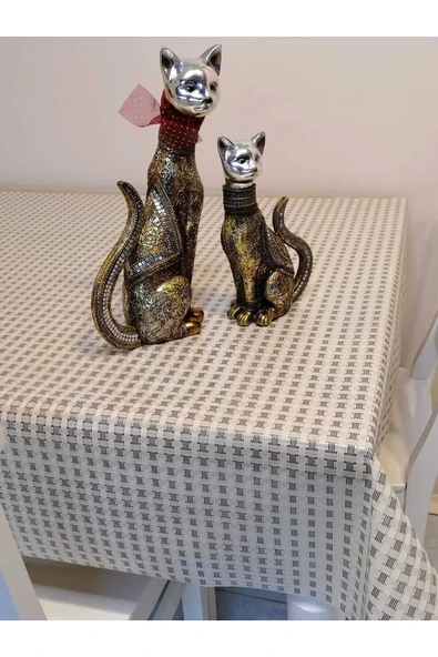 Gri Ithal Pvc Muşamba - Desenli Silinebilir Masa Örtüsü - Resim 4