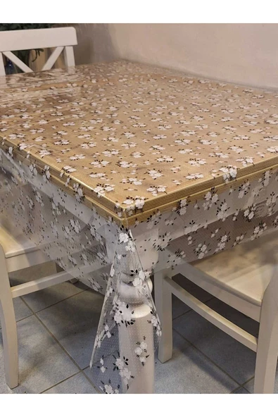 Şeffaf 0.018 Mm Pvc Muşamba - Desenli Silinebilir Şeffaf Masa Örtüsü - Resim 4