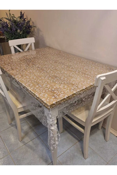 Şeffaf 0.018 Mm Pvc Muşamba - Desenli Silinebilir Şeffaf Masa Örtüsü ürün görseli