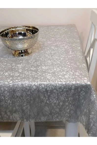 Gri Ithal Pvc Muşamba - Desenli Silinebilir Masa Örtüsü - Resim 4