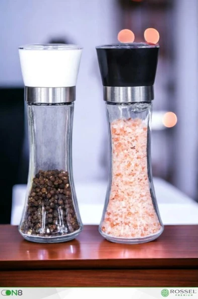 Rossel Premium 2'li Baharat Öğütücü Siyah Beyaz ürün görseli