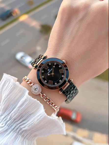 Daniel Klein Seramik Kordon Taşlı Kadran 2 Yıl Garantili 3 Atm Kadın Kol Saati+Bileklik Hediyeli SM5 - Resim 2