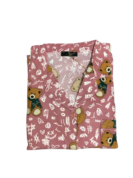 Çağrı Kadın Kışlık Süet Uzun Kollu Önü Düğmeli Yumuşak Dokulu Pijama Takımı - Resim 6