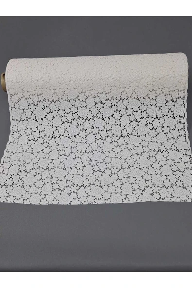 Pvc Küpür Dantel Raf ve Dolap Örtüsü Runner Beyaz - Resim 2