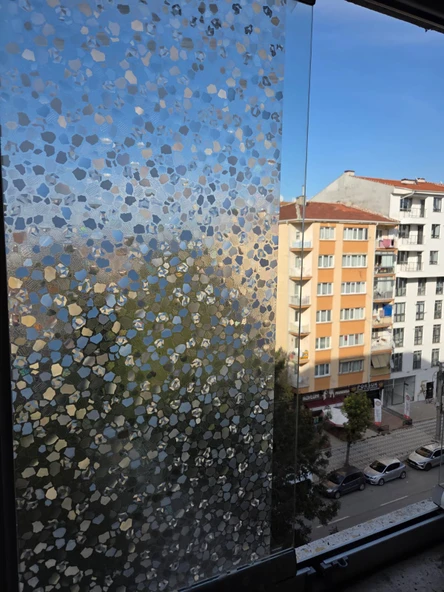 Cam Filmi Kaplama Statik Folyo  Buzlu Desenli Duşa Kabin Pencere Ofis Dekorasyon - Resim 4
