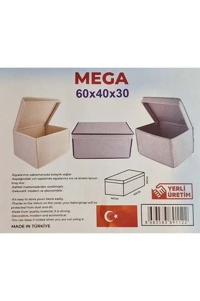 ÇOK AMAÇLI SAKLAMA KUTUSU MEGA 60 X 40 X 30 cm - Resim 10