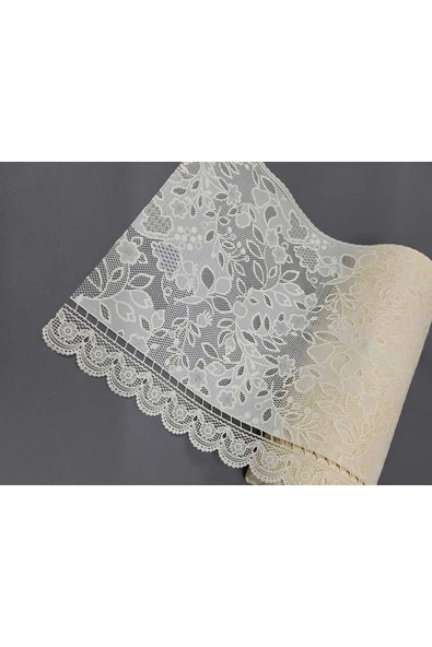 Pvc Küpür Dantel Raf Ve Dolap Örtüsü Runner Krem 35 Cm Eninde - Resim 2