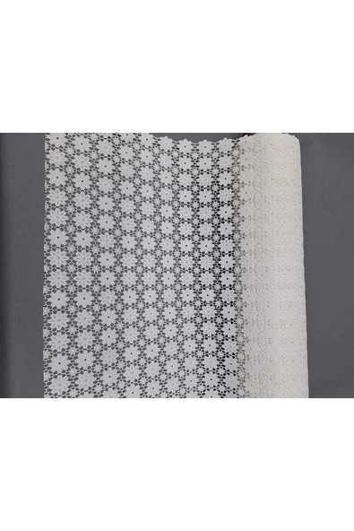 PVC KÜPÜR DANTEL RAF VE DOLAP ÖRTÜSÜ RUNNER   BEYAZ - Resim 3