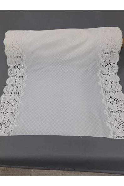 PVC KÜPÜR DANTEL RAF VE DOLAP ÖRTÜSÜ RUNNER   BEYAZ - Resim 2
