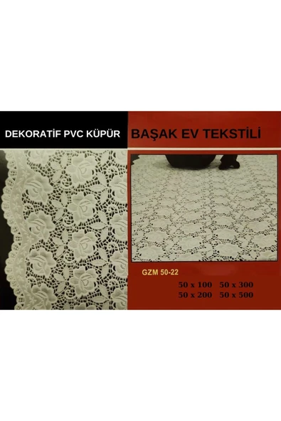 Pvc Küpür Dantel Raf ve Dolap Örtüsü Runner Beyaz ürün görseli