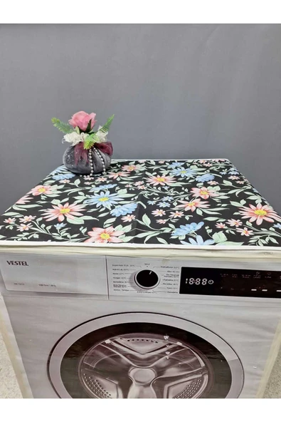 SİYAH DESENLİ DUCK KUMAŞ ÇAMAŞIR VE KURUTMA MAKİNESİ ÖRTÜSÜ 120X60CM ürün görseli