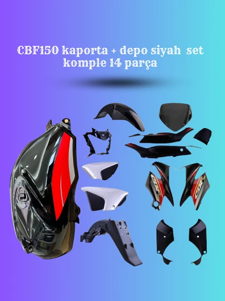 CBF 150 Kaporta + Depo Siyah Set – Komple 14 Parça ürün görseli 1