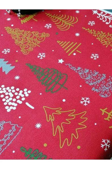 KIRMIZI YENİ YIL DESENLİ DUCK KUMAŞ ÇAMAŞIR VE KURUTMA MAKİNESİ ÖRTÜSÜ 120X60CM - Resim 5