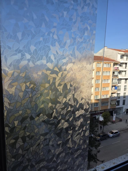 Cam Filmi Kaplama Statik Folyo  Buzlu Desenli Duşa Kabin Pencere Ofis Dekorasyon - Resim 3
