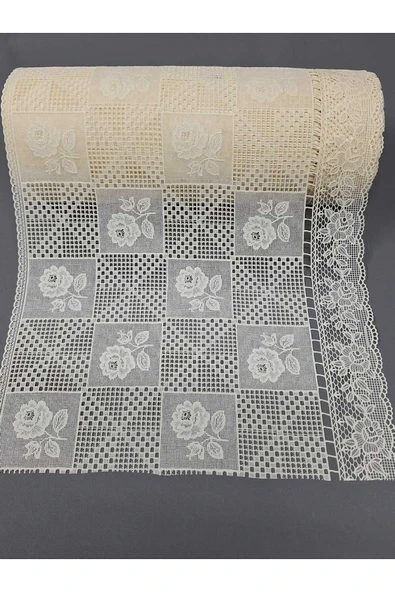 Pvc Küpür Dantel Raf Ve Dolap Örtüsü Runner Krem 35 Cm Eninde - Resim 2