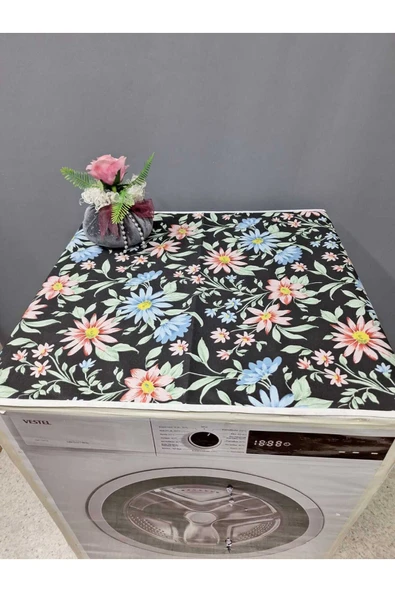 SİYAH DESENLİ DUCK KUMAŞ ÇAMAŞIR VE KURUTMA MAKİNESİ ÖRTÜSÜ 120X60CM - Resim 2