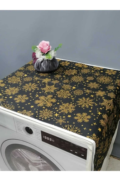 SİYAH DESENLİ DUCK KUMAŞ ÇAMAŞIR VE KURUTMA MAKİNESİ ÖRTÜSÜ 120X60CM ürün görseli