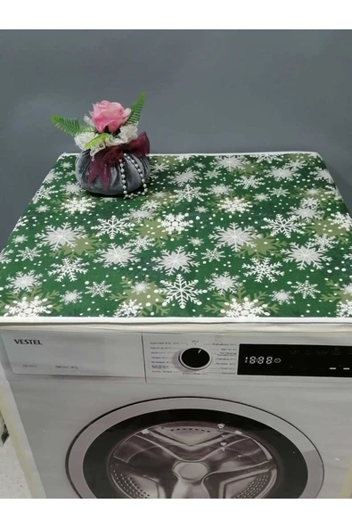 YEŞİLİ DESENLİ DUCK KUMAŞ ÇAMAŞIR VE KURUTMA MAKİNESİ ÖRTÜSÜ 120X60CM - Resim 4