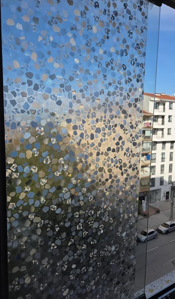 Cam Filmi Kaplama Statik Folyo  Buzlu Desenli Duşa Kabin Pencere Ofis Dekorasyon - Resim 2