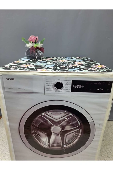 SİYAH DESENLİ DUCK KUMAŞ ÇAMAŞIR VE KURUTMA MAKİNESİ ÖRTÜSÜ 120X60CM - Resim 5