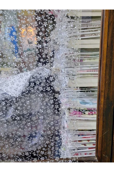 Cam Filmi Kaplama Statik Folyo  Buzlu Desenli Duşa Kabin Pencere Ofis Dekorasyon - Resim 6