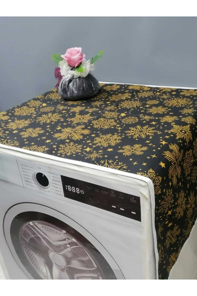 SİYAH DESENLİ DUCK KUMAŞ ÇAMAŞIR VE KURUTMA MAKİNESİ ÖRTÜSÜ 120X60CM - Resim 4
