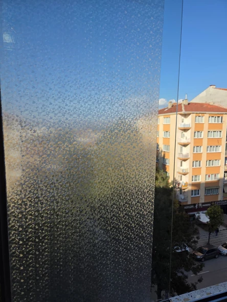 Cam Filmi Kaplama Statik Folyo  Buzlu Desenli Duşa Kabin Pencere Ofis Dekorasyon - Resim 2