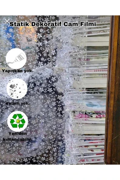 Cam Filmi Kaplama Statik Folyo  Buzlu Desenli Duşa Kabin Pencere Ofis Dekorasyon ürün görseli