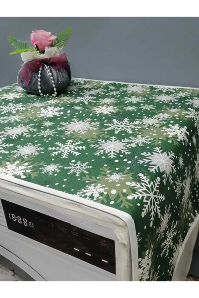 YEŞİLİ DESENLİ DUCK KUMAŞ ÇAMAŞIR VE KURUTMA MAKİNESİ ÖRTÜSÜ 120X60CM - Resim 3