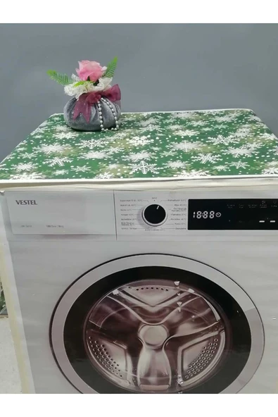 YEŞİLİ DESENLİ DUCK KUMAŞ ÇAMAŞIR VE KURUTMA MAKİNESİ ÖRTÜSÜ 120X60CM - Resim 2