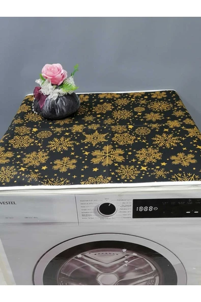 SİYAH DESENLİ DUCK KUMAŞ ÇAMAŞIR VE KURUTMA MAKİNESİ ÖRTÜSÜ 120X60CM - Resim 2