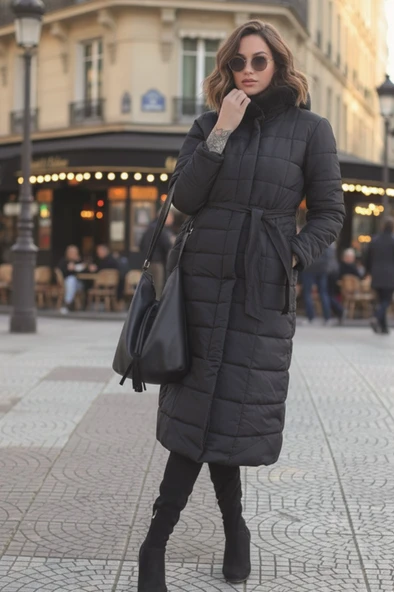 Günlük Kışlık Tam Boy Kadın Şişme Mont - Resim 2