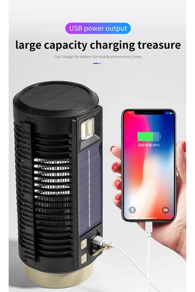 Janva Solar EL Feneri Prekejtör Sinek cız powerbanklı usb şarj lamba ışıldak çakarlı 5170 - Resim 2