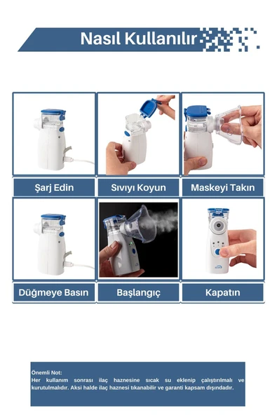 AC-4030 Şarjlı Mesh Nebulizatör Maske ve Ağızlık Hediyeli - Resim 5